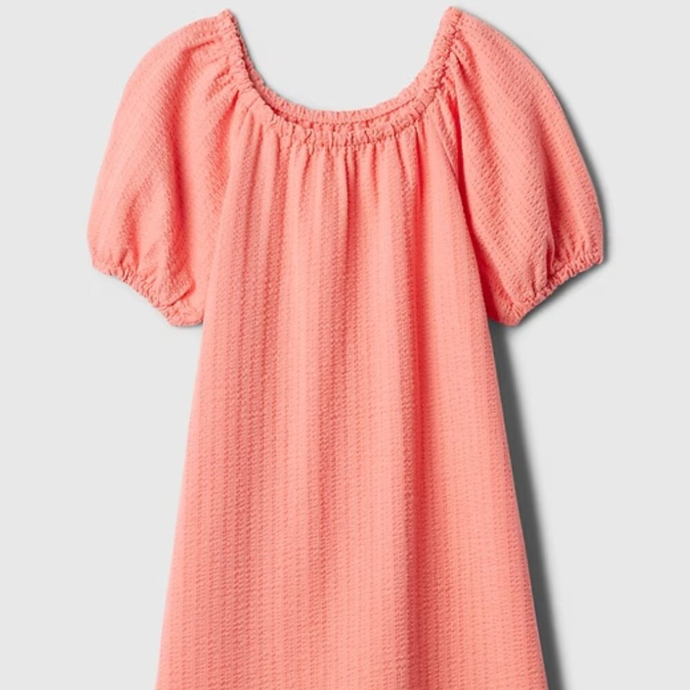 Kids Coral Crinkle Cotton Puff Sleeve Dress/NWT/M (8)